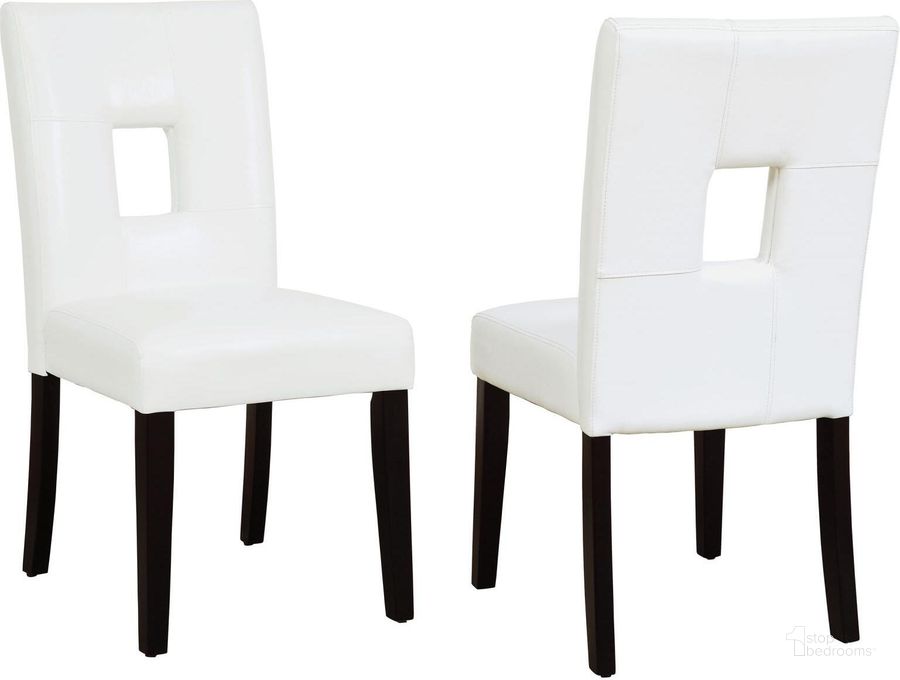 The appearance of Newbridge White Dining Chair Set of 2 designed by Coaster in the transitional interior design. This black piece of furniture  was selected by 1StopBedrooms from Newbridge Collection to add a touch of cosiness and style into your home. Sku: 103612WHT. Product Type: Dining Chair. Material: Vinyl. Image1