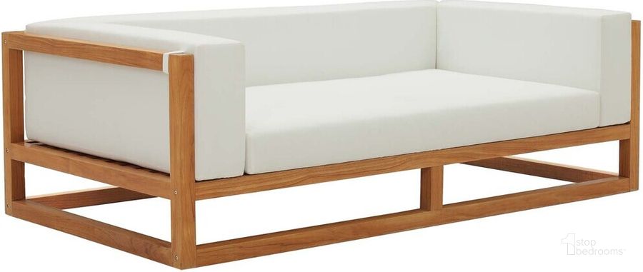 The appearance of Newbury Accent Lounge Outdoor Patio Premium Grade A Teak Wood Sofa In Natural White designed by Modway in the modern / contemporary interior design. This natural white piece of furniture  was selected by 1StopBedrooms from Newbury Collection to add a touch of cosiness and style into your home. Sku: EEI-3423-NAT-WHI. Product Type: Outdoor Sofa. Material: Foam. Image1