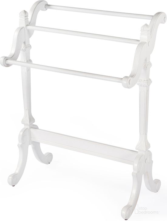 The appearance of Newhouse Blanket Stand In White designed by Butler Specialty Company in the traditional interior design. This white piece of furniture  was selected by 1StopBedrooms from Newhouse Collection to add a touch of cosiness and style into your home. Sku: 1910222. Product Type: Rack. Material: Rubberwood. Image1