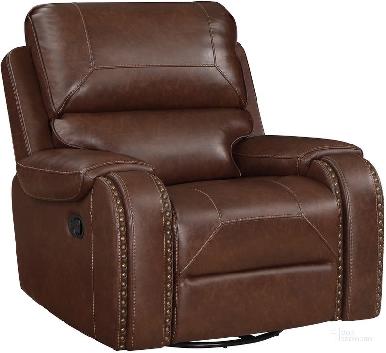 The appearance of Newnan Swivel Glider Reclining Chair In Brown designed by Homelegance in the traditional interior design. This brown piece of furniture  was selected by 1StopBedrooms from Newnan Collection to add a touch of cosiness and style into your home. Sku: 8549BRW-1. Material: Faux Leather. Product Type: Reclining Chair. Image1