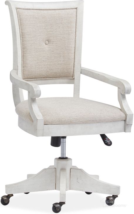 The appearance of Newport Fully Upholstered Swivel Chair designed by Magnussen in the transitional interior design. This white piece of furniture  was selected by 1StopBedrooms from Newport Collection to add a touch of cosiness and style into your home. Sku: H5430-82. Product Type: Home Office Chair. Material: Pine.