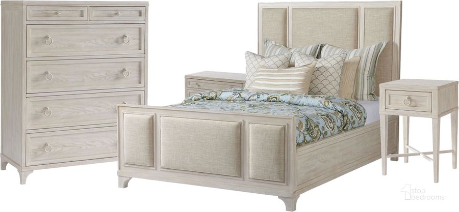 The appearance of Newport Sandstone and Sailcloth Crystal Cove Bedroom Set by Barclay Butera designed by Barclay Butera in the transitional interior design. This cream piece of furniture  was selected by 1StopBedrooms from Newport Collection to add a touch of cosiness and style into your home. Sku: 01-0921-133C;01-0921-622. Bed Type: Panel Bed. Material: Wood. Product Type: Panel Bed. Bed Size: Queen. Image1