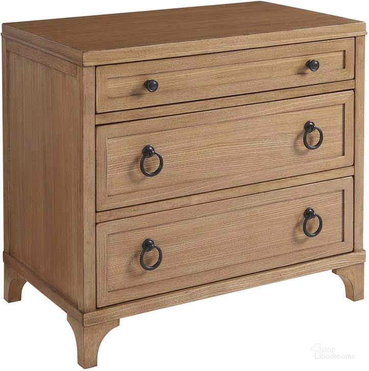 The appearance of Newport Sandstone Cliff Nightstand By Barclay Butera designed by Barclay Butera in the transitional interior design. This brown piece of furniture  was selected by 1StopBedrooms from Newport Collection to add a touch of cosiness and style into your home. Sku: 01-0920-621. Material: Wood. Product Type: Nightstand. Image1