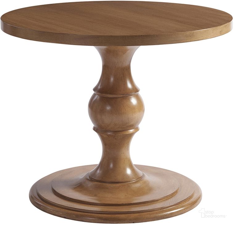 The appearance of Newport Sandstone Corona Del Mar 36 Inch Center Table By Barclay Butera designed by Barclay Butera in the transitional interior design. This brown piece of furniture  was selected by 1StopBedrooms from Newport Collection to add a touch of cosiness and style into your home. Sku: 01-0920-924C. Material: Wood. Product Type: Night Table. Image1