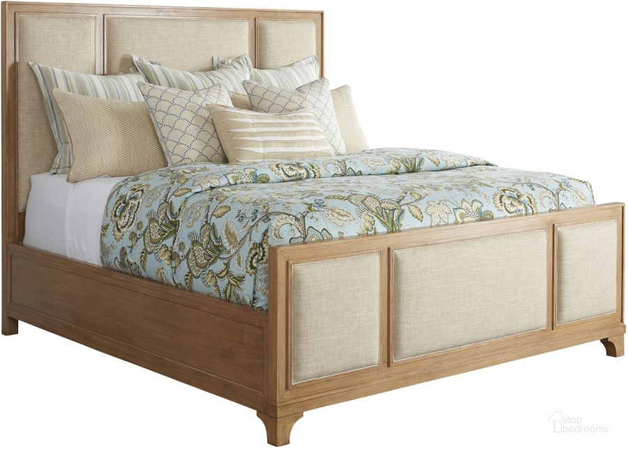 The appearance of Newport Sandstone Crystal Cove King Upholstered Panel Bed By Barclay Butera designed by Barclay Butera in the transitional interior design. This brown piece of furniture  was selected by 1StopBedrooms from Newport Collection to add a touch of cosiness and style into your home. Sku: 01-0920-134C. Bed Type: Panel Bed. Material: Wood. Product Type: Panel Bed. Bed Size: King. Image1