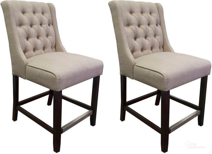 The appearance of Newport Velour Fabric Tufted Back Bar Stool Set of 2 In Beige designed by Best Master Furniture in the transitional interior design. This beige piece of furniture  was selected by 1StopBedrooms from Newport Collection to add a touch of cosiness and style into your home. Sku: Y782BBC. Material: Fabric. Product Type: Barstool. Image1