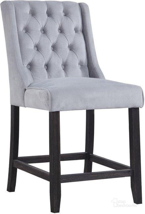 The appearance of Newport Velour Fabric Tufted Back Bar Stool Set of 2 In Gray designed by Best Master Furniture in the transitional interior design. This gray piece of furniture  was selected by 1StopBedrooms from Newport Collection to add a touch of cosiness and style into your home. Sku: Y782GBC. Material: Fabric. Product Type: Barstool. Image1