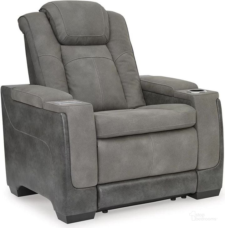The appearance of Next-Gen Durapella Power Recliner With Adjustable Headrest In Slate designed by Signature Design by Ashley in the modern / contemporary interior design. This slate piece of furniture  was selected by 1StopBedrooms from Next-Gen Durapella Collection to add a touch of cosiness and style into your home. Sku: 2200413. Material: Fabric. Product Type: Recliner. Image1