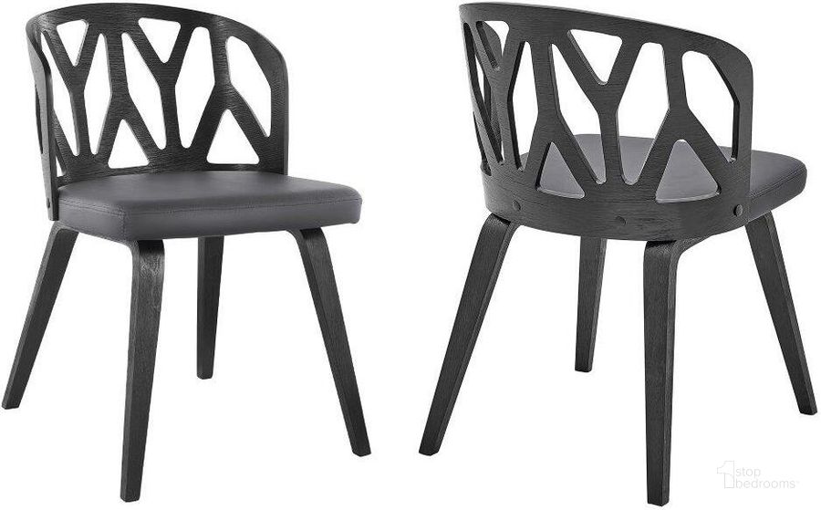 The appearance of Nia Gray Faux Leather And Black Wood Dining Chair designed by Armen Living in the modern / contemporary interior design. This black piece of furniture  was selected by 1StopBedrooms from Nia Collection to add a touch of cosiness and style into your home. Sku: LCNISIBLGR. Material: Wood. Product Type: Dining Chair. Image1