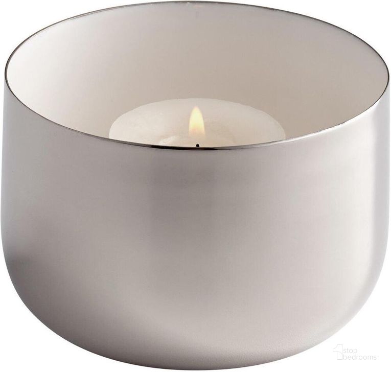 The appearance of Nickel and White Cup O Candle designed by Cyan Design in the modern / contemporary interior design. This silver piece of furniture  was selected by 1StopBedrooms from Nickel Collection to add a touch of cosiness and style into your home. Sku: 08101. Product Type: Decorative Accessory. Material: Brass.