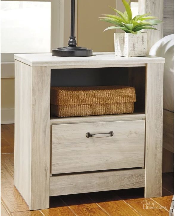 The appearance of Nickleby White Wash Nightstand designed by Isaac Tahari in the transitional interior design. This white wash piece of furniture  was selected by 1StopBedrooms from Nickleby Collection to add a touch of cosiness and style into your home. Sku: B331-91. Material: Wood. Product Type: Nightstand. Image1