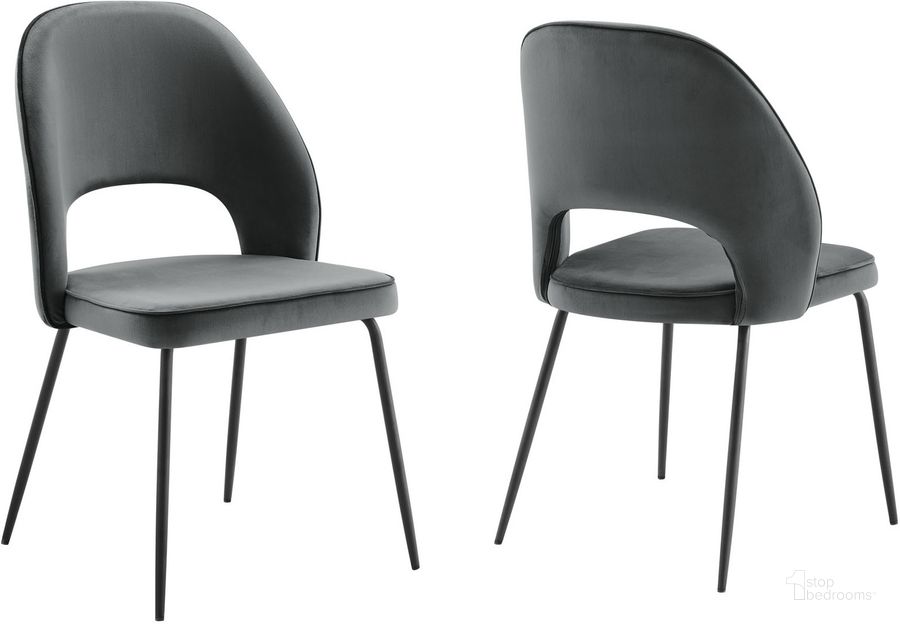 The appearance of Nico Performance Velvet Dining Chair Set Of 2 In Black Gray designed by Modway in the modern / contemporary interior design. This black gray piece of furniture  was selected by 1StopBedrooms from Nico Collection to add a touch of cosiness and style into your home. Sku: EEI-4673-BLK-GRY. Material: Metal. Product Type: Dining Chair. Image1