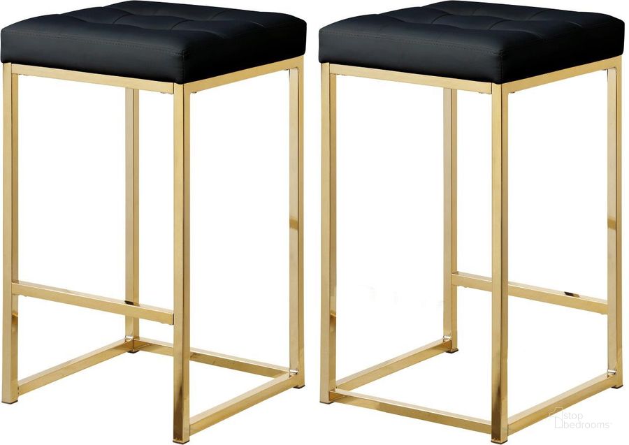 The appearance of Nicola Black Leather Stool 907Black-C Set of 2 designed by Meridian in the modern / contemporary interior design. This black leather piece of furniture  was selected by 1StopBedrooms from Nicola Collection to add a touch of cosiness and style into your home. Sku: 907Black-C. Material: Leather. Product Type: Barstool. Image1