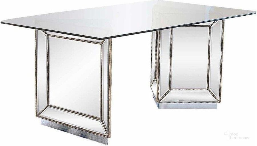 The appearance of Nicolette 72 Inch Solid Wood Dining Table In Mirrored Silver designed by Best Master Furniture in the transitional interior design. This silver piece of furniture  was selected by 1StopBedrooms from Nicolette Collection to add a touch of cosiness and style into your home. Sku: YJ002T72. Table Base Style: Double Pedestal. Material: Glass. Product Type: Dining Table. Table Top Shape: Rectangular. Size: 72". Image1