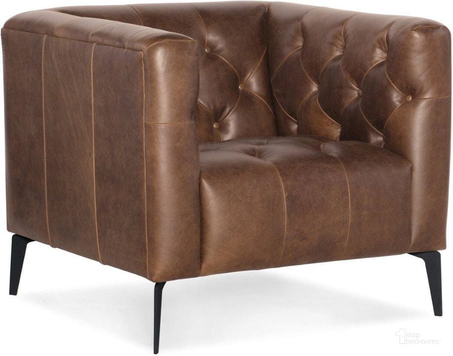 The appearance of Nicolla Brown Leather Chair designed by Hooker in the modern / contemporary interior design. This brown piece of furniture  was selected by 1StopBedrooms from Nicolla Collection to add a touch of cosiness and style into your home. Sku: SS637-01-089. Material: Leather. Product Type: Living Room Chair. Image1
