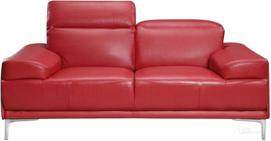 The appearance of Nicolo Love Seat in Red designed by J&M in the modern / contemporary interior design. This red piece of furniture  was selected by 1StopBedrooms from Nicolo Collection to add a touch of cosiness and style into your home. Sku: 18981-L. Product Type: Loveseat. Image1