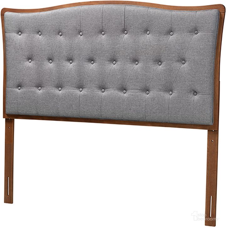 The appearance of Nikita Grey Fabric and Walnut Brown Finished Wood King Headboard designed by Baxton Studio in the traditional interior design. This grey and walnut piece of furniture  was selected by 1StopBedrooms from Nikita Collection to add a touch of cosiness and style into your home. Sku: MG9767-Dark Grey/Walnut-HB-King. Product Type: Headboard. Bed Size: King. Material: Rubberwood. Image1