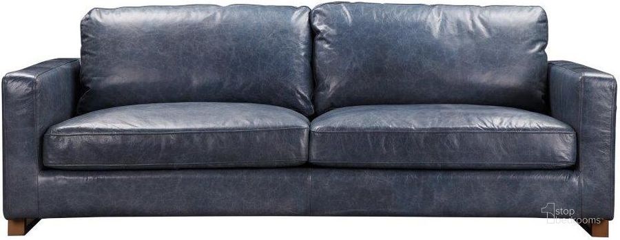 The appearance of Nikoly Navy Blue Grain Leather Sofa designed by Moes Home in the modern / contemporary interior design. This blue piece of furniture  was selected by 1StopBedrooms from Nikoly Collection to add a touch of cosiness and style into your home. Sku: QN-1017-46. Material: Fabric. Product Type: Sofa. Image1