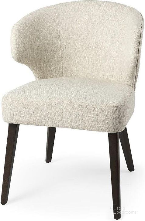 The appearance of Niles Cream Fabric Seat With Dark Brown Wooden Legs Wingback Dining Chair Set of 2 designed by Mercana in the modern / contemporary interior design. This cream and black piece of furniture  was selected by 1StopBedrooms from Niles Collection to add a touch of cosiness and style into your home. Sku: 69399. Material: Wood. Product Type: Dining Chair. Image1