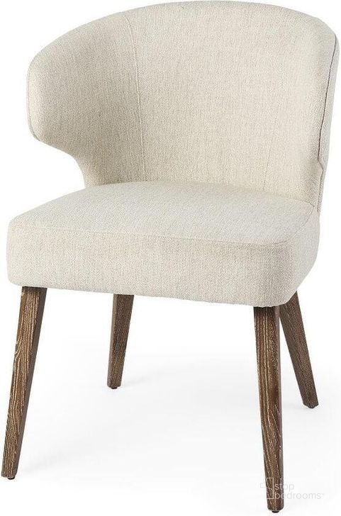 The appearance of Niles Cream Fabric Seat With Medium Brown Wooden Legs Wingback Dining Chair Set of 2 designed by Mercana in the modern / contemporary interior design. This cream piece of furniture  was selected by 1StopBedrooms from Niles Collection to add a touch of cosiness and style into your home. Sku: 69398. Material: Wood. Product Type: Dining Chair. Image1