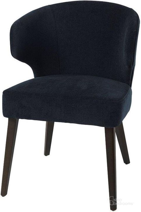 The appearance of Niles Navy Fabric Seat With Dark Brown Wooden Legs Wingback Dining Chair Set of 2 designed by Mercana in the modern / contemporary interior design. This dark navy piece of furniture  was selected by 1StopBedrooms from Niles Collection to add a touch of cosiness and style into your home. Sku: 69562. Material: Wood. Product Type: Dining Chair. Image1