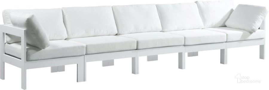 The appearance of Nizuc White Waterproof Fabric Outdoor Patio Modular Sofa 375White-S150A designed by Meridian in the modern / contemporary interior design. This white piece of furniture  was selected by 1StopBedrooms from Nizuc Collection to add a touch of cosiness and style into your home. Sku: 375White-S150A-1;375White-S150A-2;375White-S150A-3;375White-S150A-4;375White-S150A-5. Material: Fabric. Product Type: Outdoor Sofa. Image1