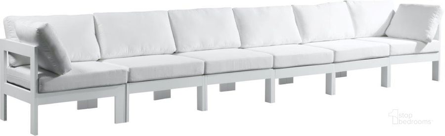 The appearance of Nizuc White Waterproof Fabric Outdoor Patio Modular Sofa 375White-S180A designed by Meridian in the modern / contemporary interior design. This white piece of furniture  was selected by 1StopBedrooms from Nizuc Collection to add a touch of cosiness and style into your home. Sku: 375White-S180A-1;375White-S180A-2;375White-S180A-3;375White-S180A-4;375White-S180A-5;375White-S180A-6. Material: Fabric. Product Type: Outdoor Sofa. Image1