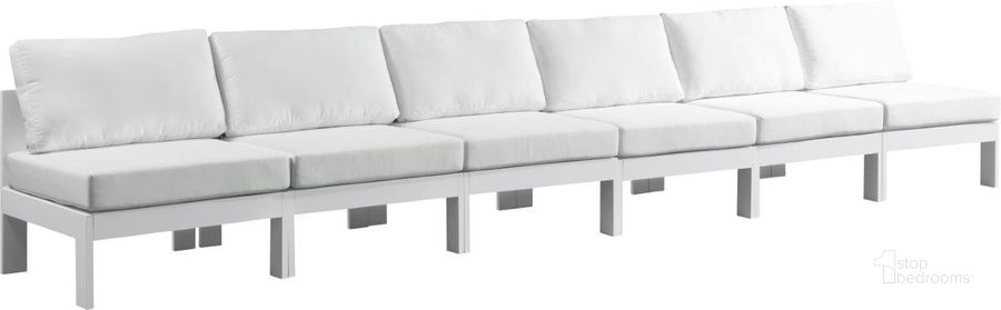 The appearance of Nizuc White Waterproof Fabric Outdoor Patio Modular Sofa 375White-S180B designed by Meridian in the modern / contemporary interior design. This white piece of furniture  was selected by 1StopBedrooms from Nizuc Collection to add a touch of cosiness and style into your home. Sku: 375White-S180B-1;375White-S180B-2;375White-S180B-3;375White-S180B-4;375White-S180B-5;375White-S180B-6. Material: Fabric. Product Type: Outdoor Sofa. Image1