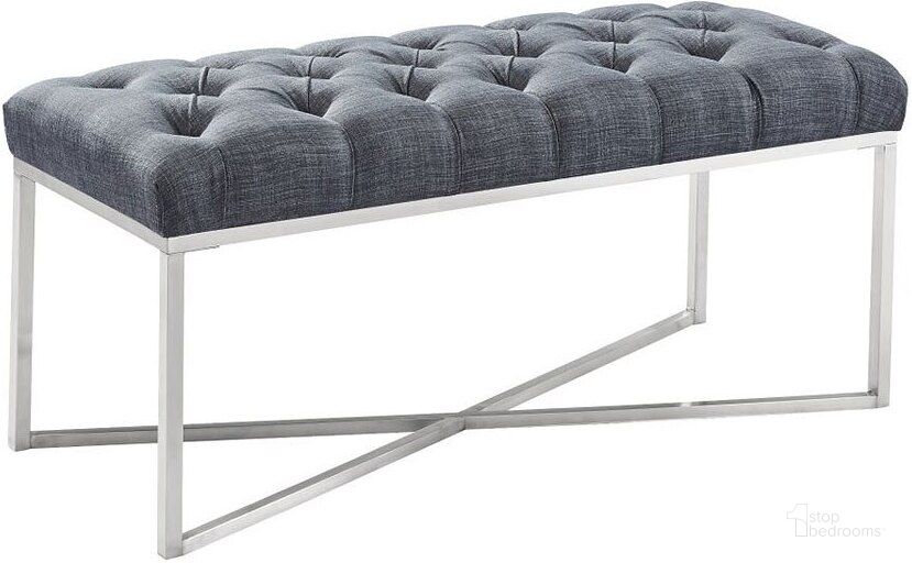 The appearance of Noel Slate Grey Bench designed by Armen Living in the modern / contemporary interior design. This gray piece of furniture  was selected by 1StopBedrooms from Noel Collection to add a touch of cosiness and style into your home. Sku: LCNLBELISL. Product Type: Bedroom Bench. Material: Stainless Steel. Image1