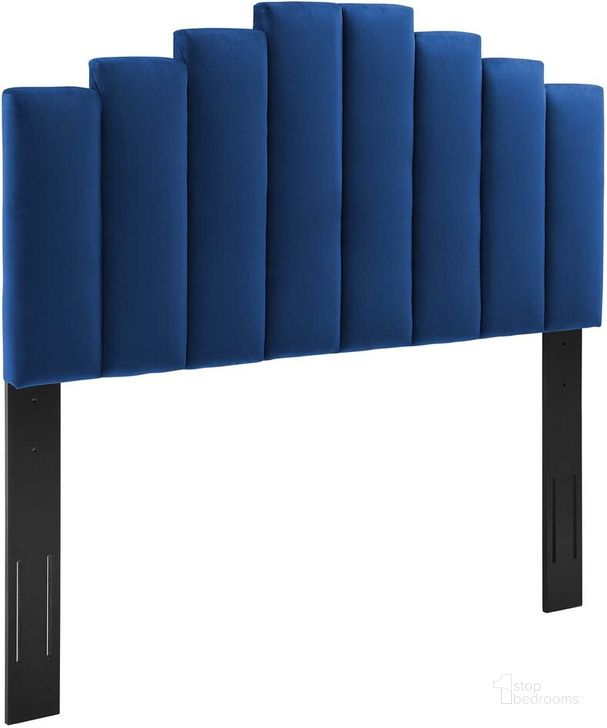 The appearance of Noelle Performance Velvet Full/Queen Headboard In Navy designed by Modway in the glam interior design. This navy piece of furniture  was selected by 1StopBedrooms from Noelle Collection to add a touch of cosiness and style into your home. Sku: MOD-6277-NAV. Product Type: Headboard. Material: MDF. Image1
