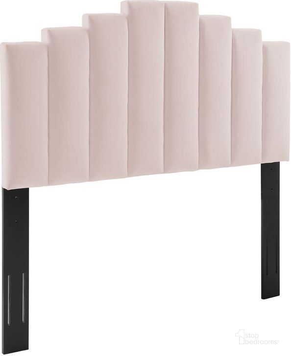 The appearance of Noelle Performance Velvet Full/Queen Headboard In Pink designed by Modway in the glam interior design. This pink piece of furniture  was selected by 1StopBedrooms from Noelle Collection to add a touch of cosiness and style into your home. Sku: MOD-6277-PNK. Product Type: Headboard. Material: MDF. Image1
