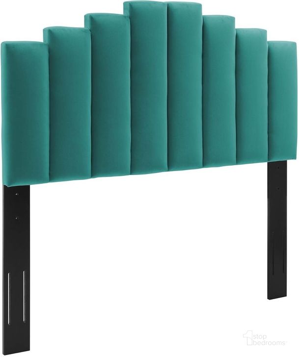 The appearance of Noelle Performance Velvet Full/Queen Headboard In Teal designed by Modway in the glam interior design. This teal piece of furniture  was selected by 1StopBedrooms from Noelle Collection to add a touch of cosiness and style into your home. Sku: MOD-6277-TEA. Product Type: Headboard. Material: MDF. Image1