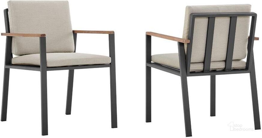 The appearance of Nofi Charcoal Outdoor Patio Dining Chair designed by Armen Living in the modern / contemporary interior design. This gray piece of furniture  was selected by 1StopBedrooms from Nofi Collection to add a touch of cosiness and style into your home. Sku: LCNOCHBE. Product Type: Dining Chair. Image1