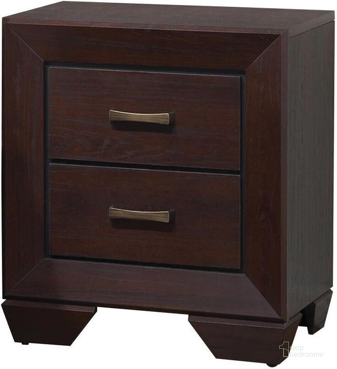 The appearance of Nogat Brown Nightstand designed by Bennett Interiors in the transitional interior design. This brown piece of furniture  was selected by 1StopBedrooms from Nogat Collection to add a touch of cosiness and style into your home. Sku: 204392. Material: Wood. Product Type: Nightstand. Image1