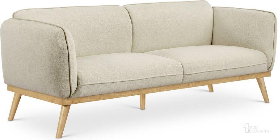 The appearance of Nolita Cream Boucle Fabric Sofa designed by Meridian in the transitional interior design. This cream piece of furniture  was selected by 1StopBedrooms from Nolita Collection to add a touch of cosiness and style into your home. Sku: 159Cream-S. Material: Wood. Product Type: Sofa. Image1