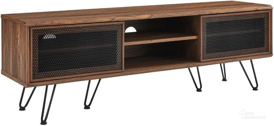 The appearance of Nomad 59 Inch TV Stand In Walnut designed by Modway in the industrial interior design. This walnut piece of furniture  was selected by 1StopBedrooms from Nomad Collection to add a touch of cosiness and style into your home. Sku: EEI-6203-WAL. Product Type: TV Stand. Material: MDF. Image1