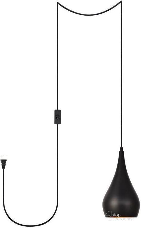 The appearance of Nora 1 Light Black Plug-In Pendant LDPG2001 designed by Elegant Lighting in the transitional interior design. This black piece of furniture  was selected by 1StopBedrooms from Nora Collection to add a touch of cosiness and style into your home. Sku: LDPG2001. Material: Aluminum. Product Type: Pendant Lighting. Image1