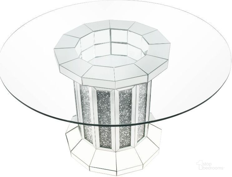 The appearance of Noralie Round Pedestal Dining Table designed by ACME in the glam interior design. This mirrored piece of furniture  was selected by 1StopBedrooms from Noralie Collection to add a touch of cosiness and style into your home. Sku: 72140ST;72141GL. Table Base Style: Pedestal. Table Top Shape: Round. Material: Wood. Product Type: Dining Table. Image1