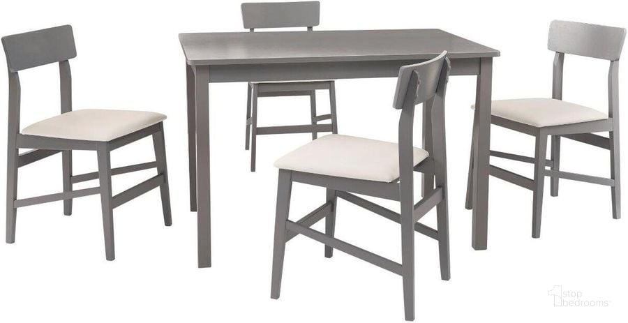 The appearance of Nori Gray 5 Piece Dining Table Set With 4 Chairs designed by Progressive Furniture in the transitional interior design. This gray piece of furniture  was selected by 1StopBedrooms from Nori Collection to add a touch of cosiness and style into your home. Sku: D859-10G. Product Type: Dining Room Set. Material: Rubberwood. Image1
