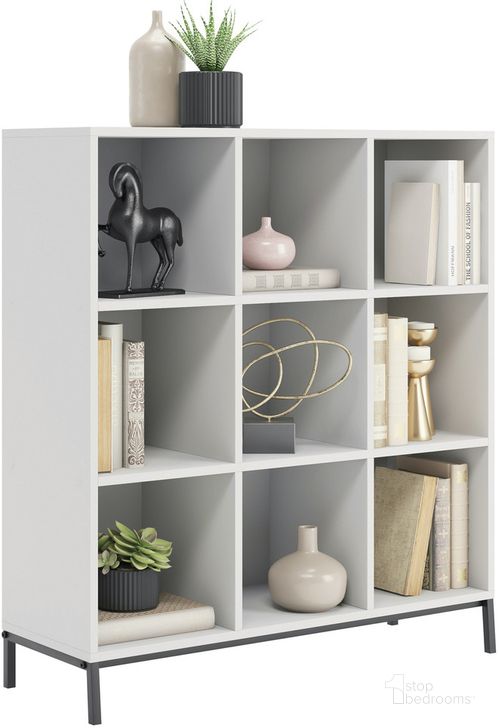 The appearance of North Avenue 9-Cube Organizer In White designed by Sauder in the transitional interior design. This white piece of furniture  was selected by 1StopBedrooms from North Avenue Collection to add a touch of cosiness and style into your home. Sku: 427659. Product Type: Storage and Organization. Material: Engineered Wood. Image1