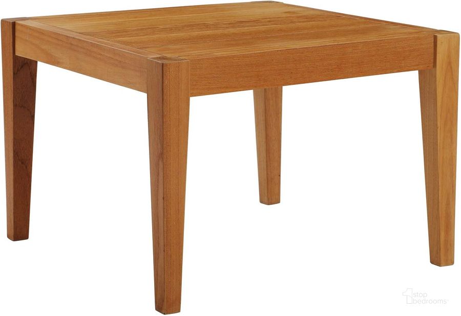 The appearance of Northlake Natural Outdoor Patio Premium Grade A Teak Wood Side Table designed by Modway in the modern / contemporary interior design. This natural piece of furniture  was selected by 1StopBedrooms from Northlake Collection to add a touch of cosiness and style into your home. Sku: EEI-3431-NAT. Material: Wood. Product Type: Outdoor Table. Image1