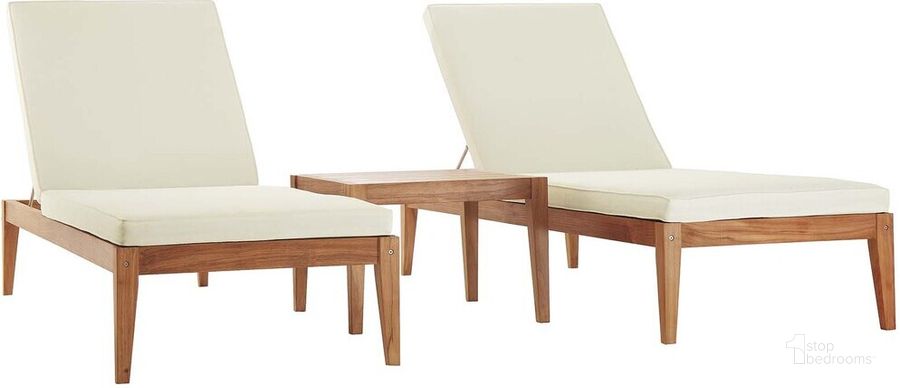 The appearance of Northlake 3-Piece Outdoor Patio Premium Grade A Teak Wood Set In Natural White designed by Modway in the modern / contemporary interior design. This natural white piece of furniture  was selected by 1StopBedrooms from Northlake Collection to add a touch of cosiness and style into your home. Sku: EEI-3626-NAT-WHI-SET. Material: Wood. Product Type: Outdoor Conversation Set. Image1