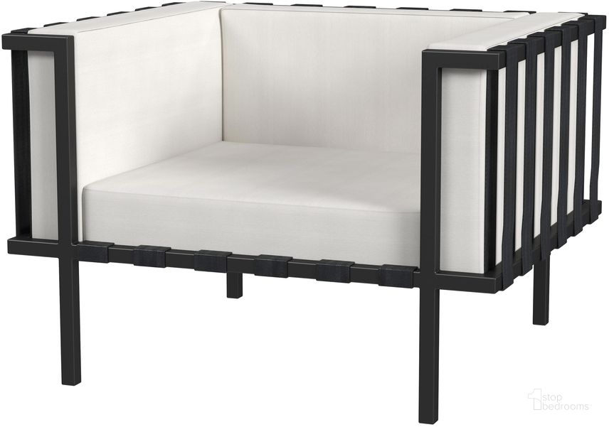 The appearance of Norway Outdoor Club Chair with Cushion In Black and White designed by Butler Specialty Company in the modern / contemporary interior design. This black and white piece of furniture  was selected by 1StopBedrooms from Norway Collection to add a touch of cosiness and style into your home. Sku: 5721437. Product Type: Outdoor Chair. Material: Iron. Image1