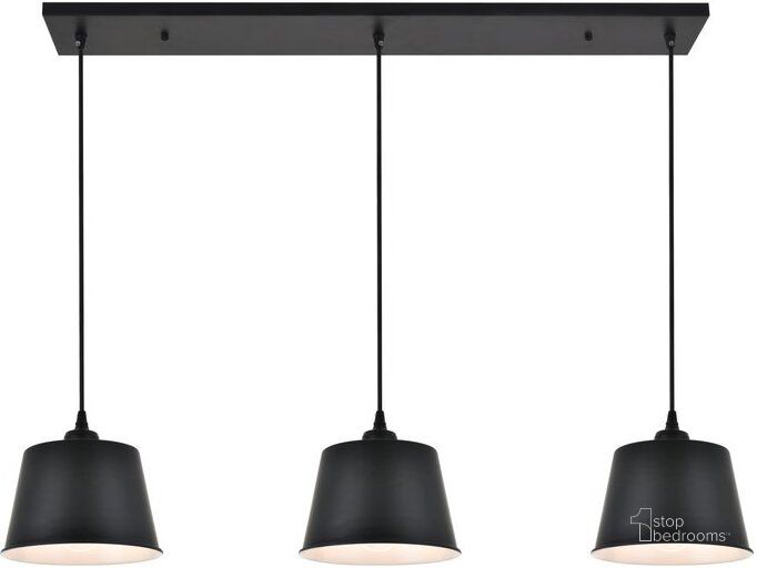 The appearance of Nota 3 Light Black Pendant designed by Elegant Lighting in the transitional interior design. This black piece of furniture  was selected by 1StopBedrooms from Nota Collection to add a touch of cosiness and style into your home. Sku: LD4057D40BK. Material: Metal. Product Type: Pendant Lighting. Image1