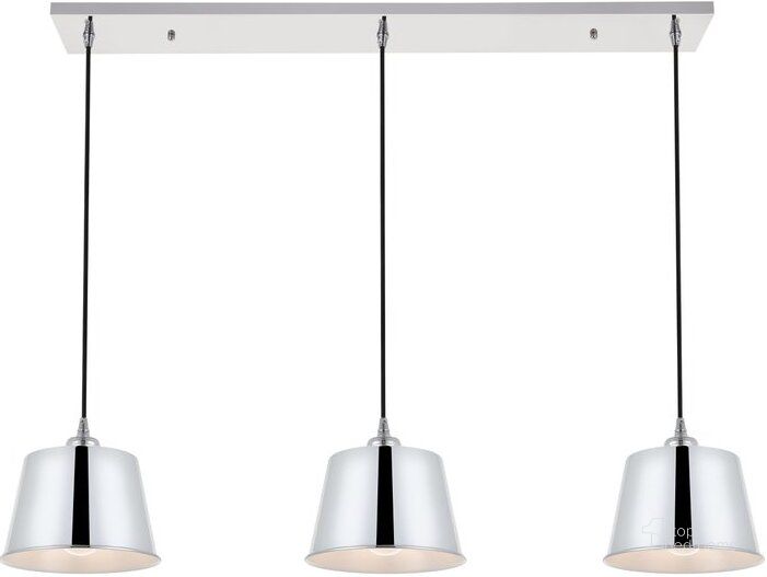 The appearance of Nota 3 Light Chrome Pendant designed by Elegant Lighting in the transitional interior design. This chrome piece of furniture  was selected by 1StopBedrooms from Nota Collection to add a touch of cosiness and style into your home. Sku: LD4057D40C. Material: Metal. Product Type: Pendant Lighting. Image1