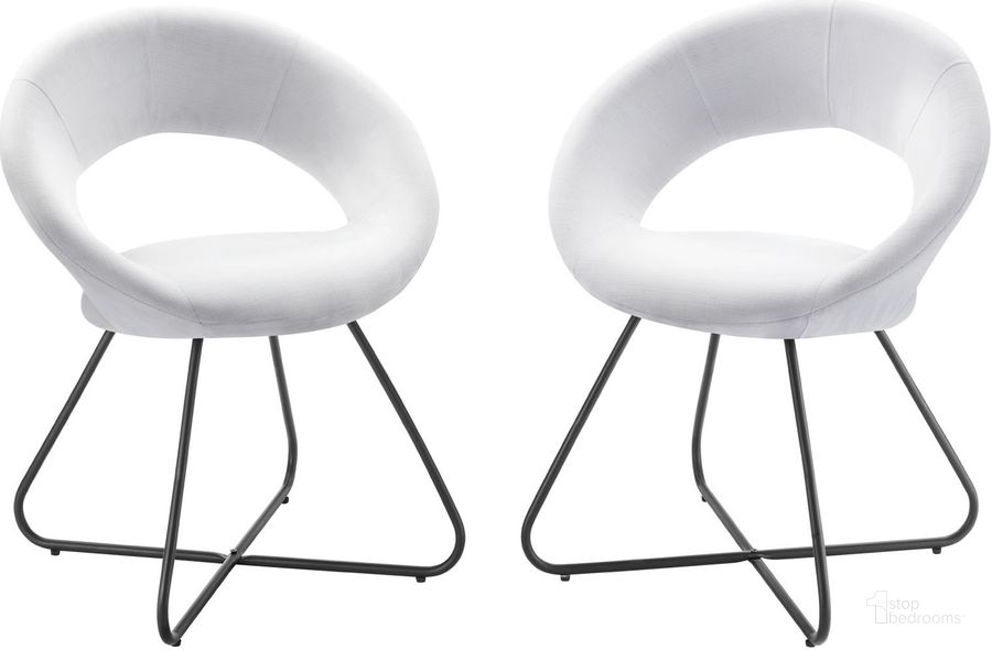 The appearance of Nouvelle Upholstered Fabric Dining Chair Set Of 2 In Black White designed by Modway in the modern / contemporary interior design. This black white piece of furniture  was selected by 1StopBedrooms from Nouvelle Collection to add a touch of cosiness and style into your home. Sku: EEI-4683-BLK-WHI. Material: Metal. Product Type: Dining Chair. Image1