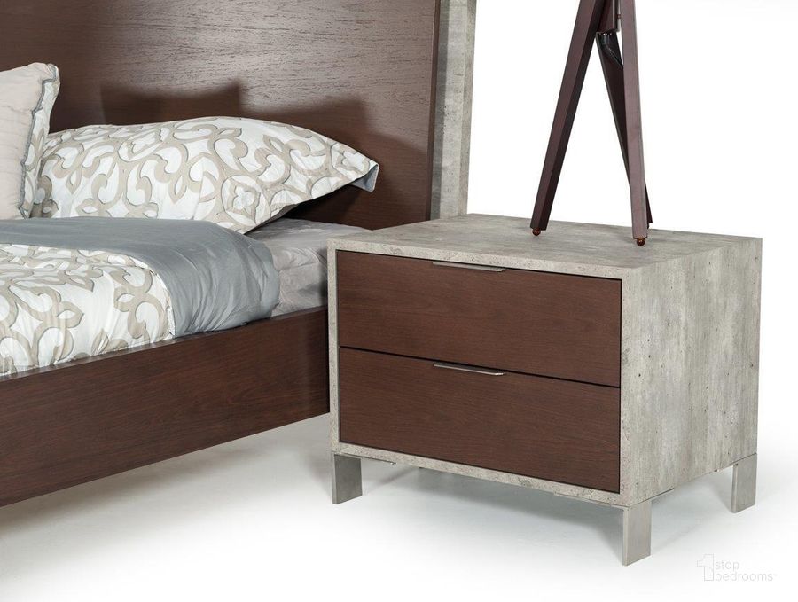 The appearance of Nova Domus Conner Modern Dark Walnut And Faux Concrete Nightstand designed by VIG Furniture in the modern / contemporary interior design. This dark walnut piece of furniture  was selected by 1StopBedrooms from Nova Domus Conner Collection to add a touch of cosiness and style into your home. Sku: VGAN-CONNER-NS-DK. Product Type: Nightstand. Material: Concrete. Image1