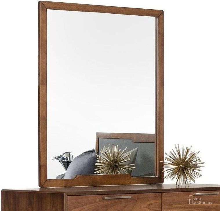 The appearance of Nova Domus Soria Mid-Century Walnut Mirror designed by VIG Furniture in the transitional interior design. This walnut piece of furniture  was selected by 1StopBedrooms from Nova Domus Soria Collection to add a touch of cosiness and style into your home. Sku: VGMABR-32-MIR. Material: Wood. Product Type: Mirror. Image1