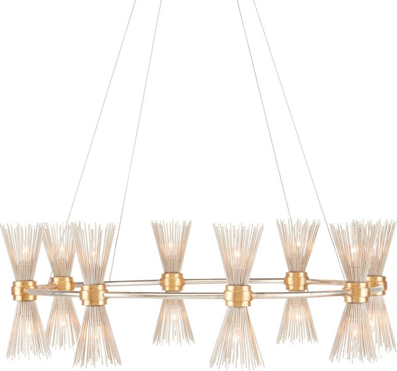 The appearance of Novatude Gold and Silver Chandelier designed by Currey & Company in the modern / contemporary interior design. This gold piece of furniture  was selected by 1StopBedrooms from Novatude Collection to add a touch of cosiness and style into your home. Sku: 9000-0842. Product Type: Chandelier. Material: Iron. Image1