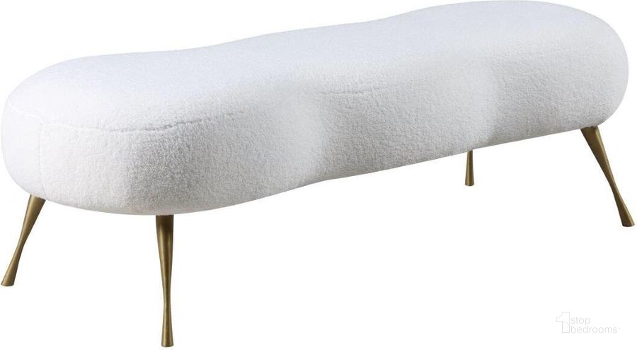 The appearance of Nube White Faux Sheepskin Fur Bench designed by Meridian in the modern / contemporary interior design. This white piece of furniture  was selected by 1StopBedrooms from Nube Collection to add a touch of cosiness and style into your home. Sku: 109Fur. Material: Wood. Product Type: Bench. Image1